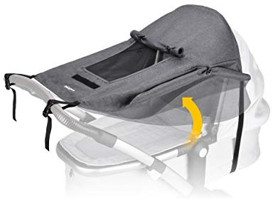 BON&BENE Sonnensegel Kinderwagen - Universal Sonnenschutz mit UV-Schutz 50, Sichtfenster & breiten Schattenflügeln - Anthrazit