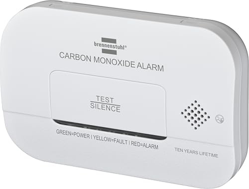 Brennenstuhl CO-Melder cm A 3030 / Kohlenmonoxid-Melder (CO-Warner mit Alarmsignal und LED-Anzeige) weiß