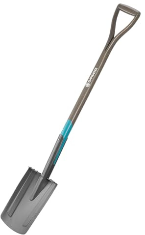 Gardena NatureLine Spaten: Gartenspaten aus Qualitätsstahl zum Umgraben und Ausheben, sicherer Trittsteg, Stiel aus FSC-Eschenholz, D-Griff (17000-20)
