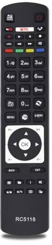 Riry Universalfernbedienung Telefunken RC5118 für Fernbedienung Telefunken Fernseher Digihome/Alba/Polaroid/FINLUX/Bush/Hitachi/ Smart TV mit Net und YTb – keine Einrichtung erforderlich