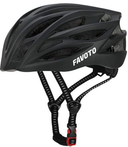Favoto Fahrradhelm für Erwachsene Radhelm - Fahrrad Helmet Rennradhelm Rollerhelm MTB Helm für Herren Damen mit Abnehmbarer Innenfutter Verstellbar Schwarz M (55-58cm)