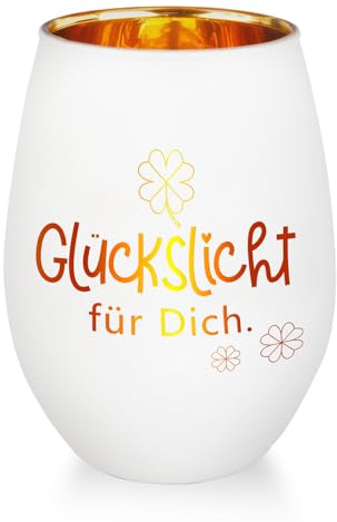 Belillpipi Geschenke für Frauen, Windlicht aus Glas Teelichthalter mit Gravur Glückslicht Geschenke für Geburtstag Frauen Weihnachten