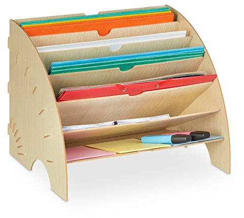 Relaxdays Dokumentenablage, 6 Ablagefächer, DIN A4, HxBxT: 27 x 34 x 27 cm, Büro & Schule, Büro-Organizer, MDF, Farbwahl