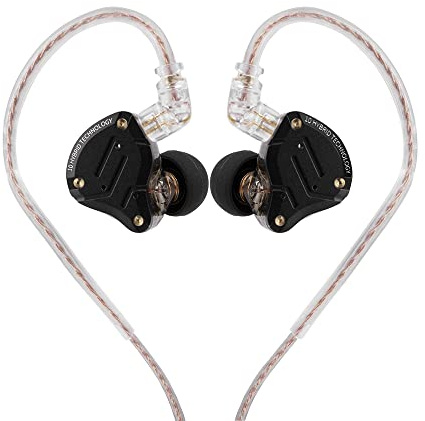 LINSOUL KZ ZS10 Pro, 4BA+1DD 5 Treiber In-Ear-Monitor, HiFi Kabelgebundene Ohrhörer, Gaming-Kopfhörer, Hybrid IEM Kopfhörer, 2-poliges abnehmbares Kabel(Mit Mic,Dark Schwarz)