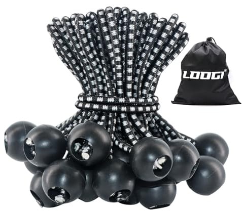LOOGI Spanngummis mit Kugel 25 Stück, Planenspanner mit Kugel 10cm, Gummispanner Zeltgummis Expanderschlingen Gummischlaufen für Planen Zelt Banner