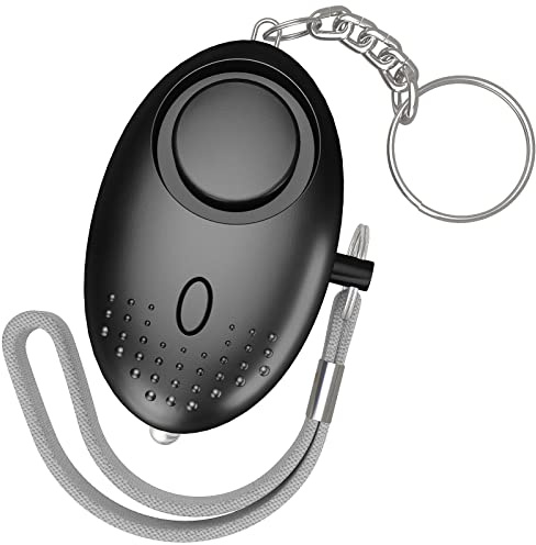 Schrillalarm für Frauen, Selbstverteidigung Taschenalarm - 150dB Sehr Lauter Persönlicher Panikalarm - Sicherheit Schlüsselanhänger, Sirene - Alarm für Frauen mit Taschenlampe (Schwarz)