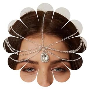 Inateannal Boho Strass Geschichtet Kopfkette Gold Kristall Anhänger Stirnband Kette Cz Quaste Haar Kette Braut Kopfschmuck Prom Party Festival Kopfkette Schmuck Für Frauen Und Mädchen