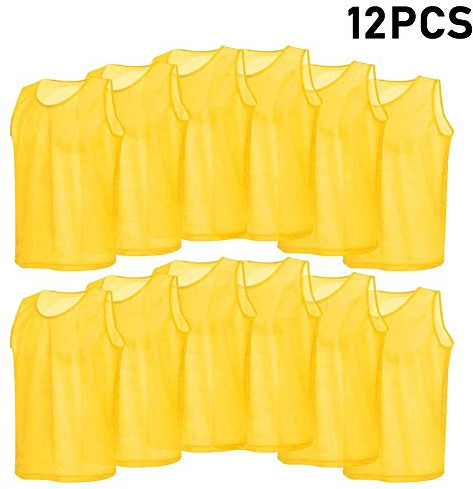 12er Set Trainingsleibchen Erwachsene für Fußball Volleyball Basketball | Atmungsaktives Netzmaterial, Lose Passform 54cm Breite, Schnell Trocknend nach dem Waschen
