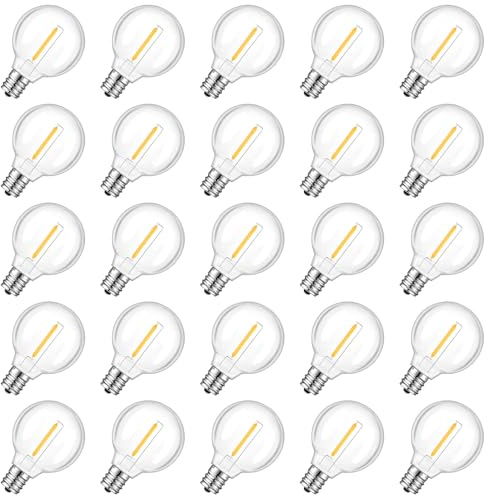 GvvooHome G40 LED-Ersatzlampen, 24 + 1 Stück, E12-Schraubsockel, wasserdicht, Globus-Leuchtmittel für Innen- und Außenbereich, Terrasse, Café-Dekor, dimmbar, warmweiß, nicht solarbetrieben