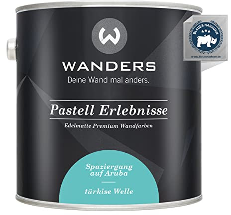 Wanders Pastell Erlebnisse 2,5L - Türkise Welle/helles Türkis - Edelmatte Wandfarbe! Küchenmöbellack und Möbelfarbe. Kreidefarbe für Holz & mehr. Hohe Deckkraft, schnell trocknend