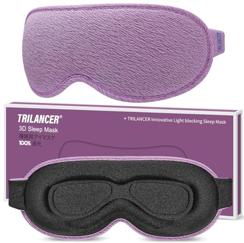 Trilancer 99.99% Lichtblockierende 3D Schlafmaske für Männer & Frauen | Schlafbrille,Augenmaske für Seitenschläfer mit Ultraweichem, Druckfreiem Design für Nickerchen,Reisen & Schlafzimmer(Violett)