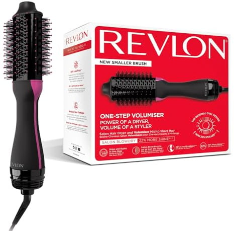 Revlon Salon One-Step Haartrockner und Volumiser für mittleres bis kurzes Haar (One-Step, 2-in-1-Stylinggerät, IONIC- und CERAMIC-Technologie, mehrere Heizstufen) RVDR5282UKE, Schwarz