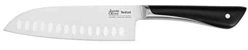 Tefal Jamie Oliver Santokumesser 16,5 cm, hohe Schneideleistung, unverwechselbares Design, widerstandsfähige und langlebige Klingen, Edelstahl, schwarz, K2671556