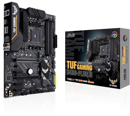 Asus TUF Gaming B450-Plus II Mainboard Sockel AM4 (ATX, AMD Ryzen, DDR4-Speicher, M.2, USB 3.1 Gen1+ Gen2, Aura Sync, Ai Noise Cancelling Mikrofon)