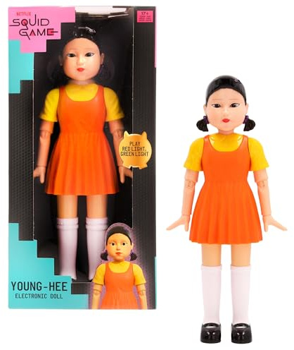 Squid Game Young-Hee Puppenspiel, aus der Netflix-Serie, Spiele mit rotem Licht und grünem Licht, elektronische Puppe, hat Bewegungssensoren und die Augen leuchten auf, Spiel für Erwachsene ab 17