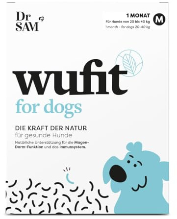 Dr. SAM wufit Dogs Tabletten – Ergänzungsfuttermittel zur Unterstützung der Magen-Darm-Funktion nach exklusiver Tierarzt-Rezeptur, für Hunde von 20-40kg (1-Monatspackung)