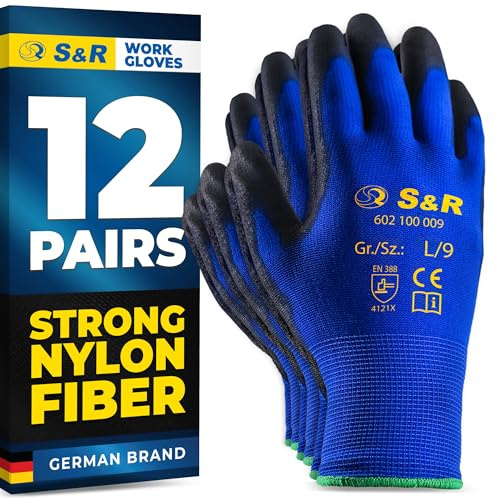 S&R Arbeitshandschuhe Herren, Handschuhe Arbeitshandschuhe, Gartenhandschuhe, Schutzhandschuhe, Mechaniker Handschuhe, Montagehandschuhe, Sicherheitshandschuhe, Arbeitsschutzhandschuhe, Work gloves