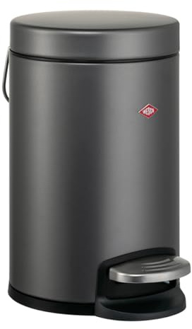 WESCO Kosmetik Abfallsammler in der Farbe graphit matt, hochwertiges Stahlblech, 3 Liter Volumen, Fußtritt, herausnehmbarer Kunststoffeinsatz