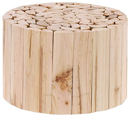 Relaxdays Blumenhocker, Holz, rund, naturbelassen, für Blumentöpfe, natur | Pflanzkübel, Blumenständer HxD: 20 x 30 cm