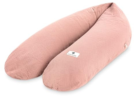 Julius Zöllner Stillkissen Musselin | Schwangerschaftskissen, Seitenschläferkissen & Lagerungskissen in einem | 100% Baumwolle, Oeko-TEX Standard 100 | Dusty Rose