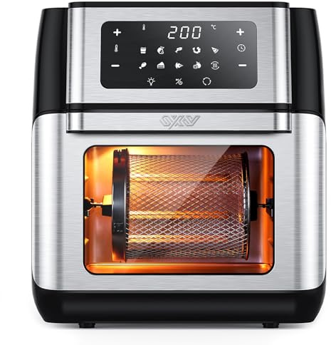 Innsky Heißluftfritteuse10L, 1500W Airfryer Heissluftfritteuse mit 10 Programmen, Heißluftofen mit 6 Zubehör, Air fryer Friteuse ohne öl, Edelstahl Heißluftbackofen mit LED-Touchscreen, Rezeptbuch