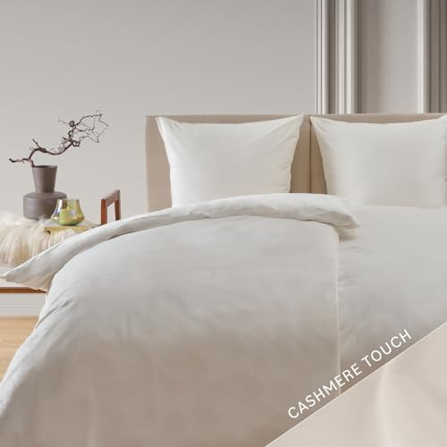 Blumtal Bettwäsche 135x200 cm Cashmere-Touch Plüsch 2er Set - Oeko-TEX zertifiziert warm - Kissenbezug 80x80 2X - kuschelig - Ivory