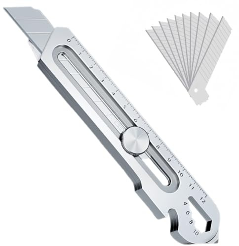 SHUNCHG Schweres Mehrzweck Gebrauchsmesser, 2024 Profi Cuttermesser, Mit 10 Abbrechklinge, Cutter Edelstahl Universalmesser, Multifunktionales Mehrzweck Teppichmesser Druckguss Cutter Messer
