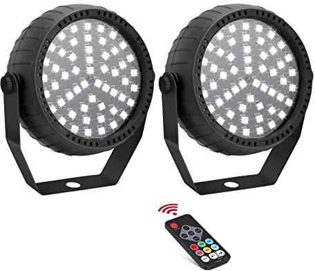 Telbum Stroboskop, Halloween Mini Stroboskop Blitzer für Parteien, Superhelle 54 RGB LED Strobe Lights mit Fernbedienung, Sound Aktiviert, Speed Control Blinkendes Licht für Raum DJ Bühne Partei 2Pack