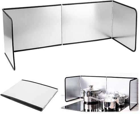 KUOFANY Spritzschutz Küchenrückwand, 4 Seitiger Spritzschutz Küche Faltbar, Spritzschutz Faltwand, Küchen-Spritzplatte Fettspritzschutz für Küchen, Pfanne, Wand, Herd (76x29x30Cm)