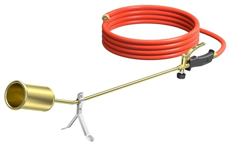 Wiltec Unkrautbrenner bis 1850°C Gasbrenner mit 80kW, Abflammgerät für Unkraut, 85 cm Unkrautvernichter, Dachbrenner mit 5 m Schlauch