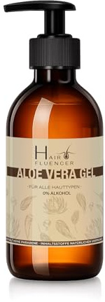 Hairfluencer - Bio Aloe Vera Gel aus Blattsaft - 250ml natürliches Aloe Vera Gel ohne Parabene & Alkohol - Aloe Vera zur Pflege von Haut und Haaren - feuchtigkeitsspendendes Gel