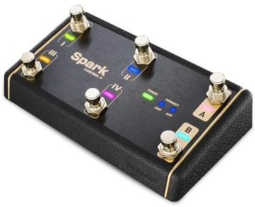 Positive Grid Spark Control X Funk-Fußschalter für Amps der Spark-Serie | Offizieller 6-Schalter-Fußcontroller für Spark-Amps. 2 Expression-Pedal-Eingänge, individuelle Overlays, 150 Std. Laufzeit.
