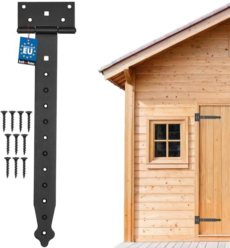 KOTARBAU® Kreuzgehänge - 350 mm - T Scharniere - Gartentor Scharnier - Ladenband - Türscharniere für Holztüren - Schwerlast Scharniere - pulverbeschichteter Stahl - Schwarz