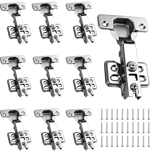 FYSL 10er Set Schrankscharniere mit SoftClose – Hydraulisch gedämpfte Topfscharniere ø35mm für Küchen- & Möbeltüren (inkl. 60 Schrauben)