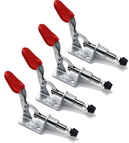 Widream 4 Stück Clamp Waagrechtspanner, Schnellspanner Set Kniehebelspanner, Push Pull Action Handwerkzeug, Galvanisiertes Eisen, für Maschinenbetrieb, Zimmerei, Schweißen (45 Kg Spannkraft)