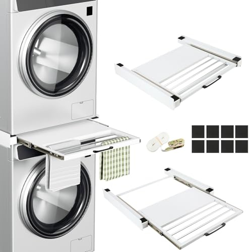 Peviasot Zwischenbaurahmen Trockner Waschmaschine, Verbindungsrahmen Waschmaschine Trockner Universal, Stapelset Waschmaschine Trockner mit Handtuchhalter, für Waschmaschine und Trockner