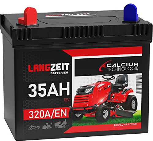 Langzeit Rasentraktor Batterie 12V 35Ah Starterbatterie Aufsitzmäher Rasenmäher Plus Pol Links statt 26Ah 30Ah 32Ah