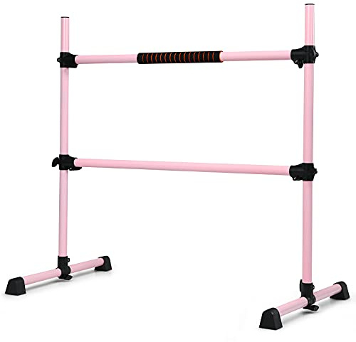 FANTASK Multifunktionale Ballettstange, Rosa Ballettstange mit 4 schwarzen Gummifüßen, Ballettstange aus Eisen, Ballettstange geeignet für Zuhause, Fitnessstudio, Tanzschule