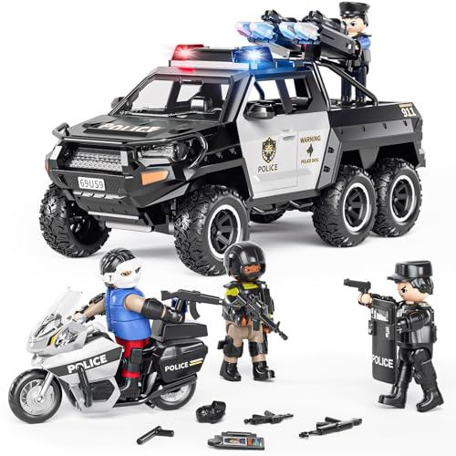 Doloowee Polizeiauto-Spielzeug für Jungen 3 4 5 Jahre alt, Spielzeugfahrzeuge für Jungen im Alter von 3 bis 8 Jahren mit Licht und Sound, Rollenspiel-Spielzeug, Auto-Geschenke für Kinder ab 3 Jahren