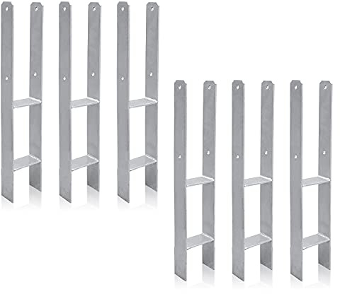 Gimisgu H-Pfostenanker 6 Stück H-anker Pfostenträger Bodenanker für Pfosten H-Pfostenschuh für Zaun und Gewächshaus Pfosten Vierkantholzpfosten(91x600mm)