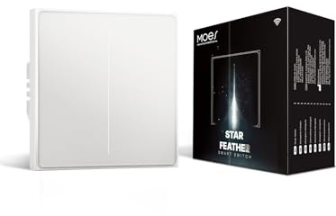 MOES Wlan Smart Lichtschaltervoll Touch Unterputz,Neutralleiter erforderlich,Blendfreie Scheibe, 2 Fach 1 Wege Smart Switch kompatibel mit Smart Life/Tuya App, Alexa & Google Home, weiß
