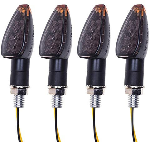 SFONIA 4 Stück Motorrad Blinker Licht, 12V 14LED Blinkerleuchten, E Geprüft Wasserdicht Universal Scooter Quad Cruiser Off Road (Rauch)