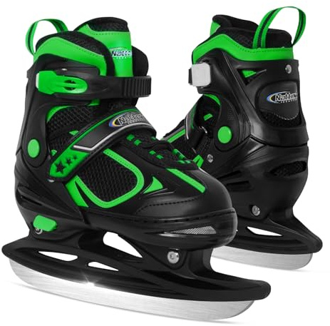 Nattork Schlittschuhe Kinder - 4 Größe Verstellbare Eislaufschuhe Kinder Jugendliche, Ice Skates Mit Weiche Polsterung für Anfänger