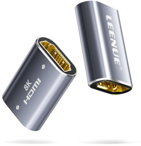 LEENUE HDMI Kupplung 8K, 2 Stück HDMI Verlängerung 2.1 Verbinder Buchse auf Buchse, Adapter Unterstützung 8K@60Hz, 4K@120Hz UHD HDR eARC 3D Dolby, für Laptop, HDTV, PC, Monitor, Roku TV