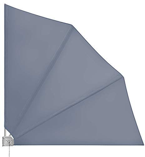 DETEX® 2X Balkonfächer Sichtschutz inkl. Abdeckung 140x140cm Wetterfest UV-beständig Terrasse Seitenmarkise Sonnenschutz Wandhalterung Anthrazit