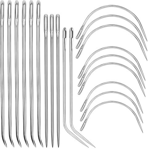 Tundi 20 Stück Handnähnadel-Set, 2 bis 3 Zoll Gebogene Nähnadel, Handnähnadeln für Polsterarbeiten zu Hause, Ledernadeln zum Handnähen, Reparatur von Teppichen und Segeltuch