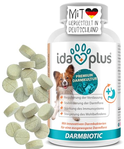 Ida Plus Darmbiotic – Probiotika zur Darmsanierung für den Hund - Darmflora aufbauen nach Durchfall - gesunde aktive Darmbakterien – Immunsystem – Regulierung Verdauung – 120 Tabletten
