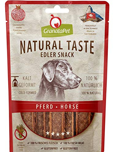 GranataPet Natural Taste Edler Snack Pferd, Hundeleckerli ohne Getreide & ohne Zuckerzusätze, Belohnung für zwischendurch, schmackhafter Hundesnack, 90 g