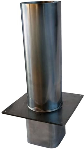 Massive Schornsteinkopf-Verlängerung/Kaminerhöhung Edelstahl V2A – mit eckigem Einschub - DN 180, Höhe 500 mm