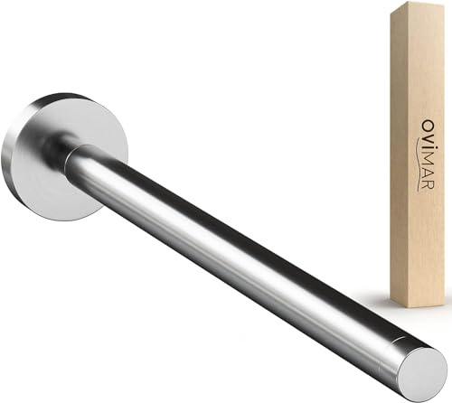 ovimar Handtuchstange Teleskop Lyngvig | Edelstahl | silber | ausziehbar als Handtuchhalter für Handtücher | 30-50cm | Halterung zum Bohren oder Kleben an der Wand im Badezimmer